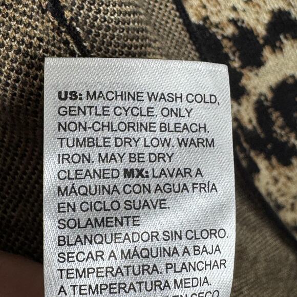 Chico's Sweater Womens Large Tan Black Leopard Print Open Front Cardigan Pockets - Picture 5 of 8